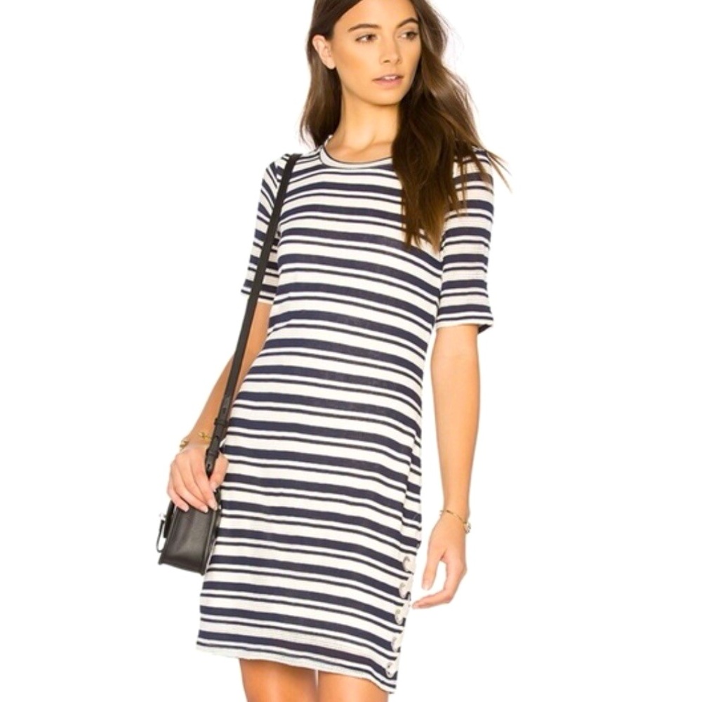 Splendid Topsail Navy and White Lace Up Sides Midi Beach Tennis Dress S NWT 💜